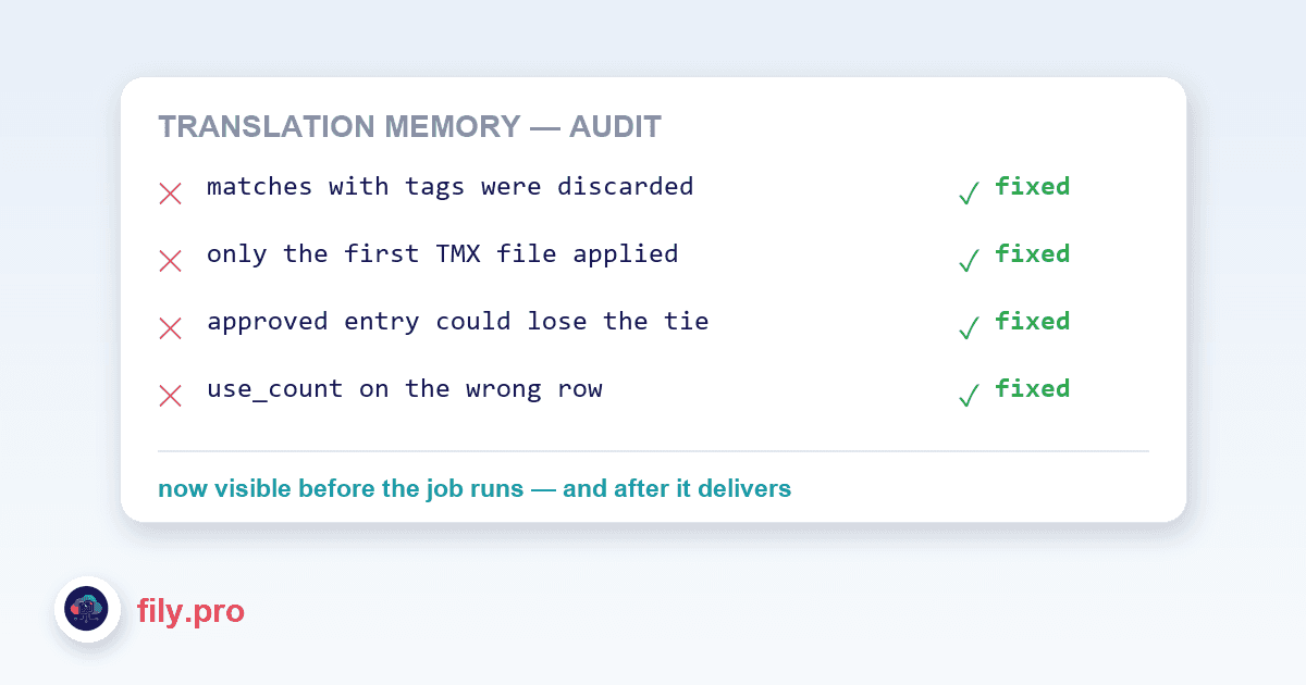 We audited our own translation memory. It needed it.